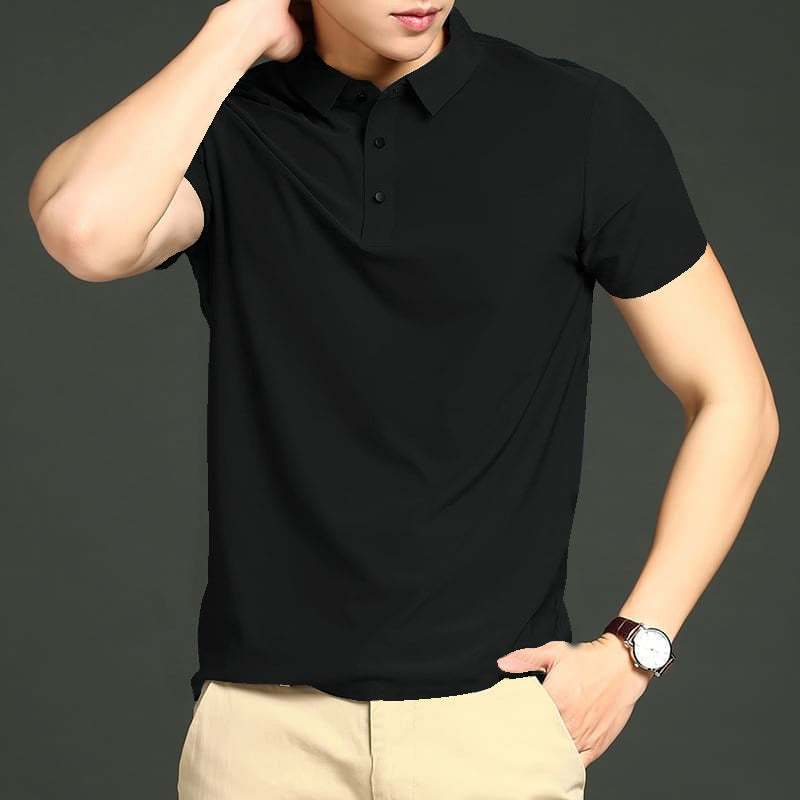 MEN'S IMPORTED BLACK SEAMLESS4 WAY LYCRA SHIRT BLS-1